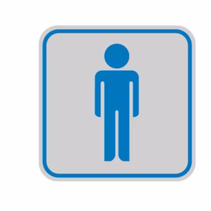 Targhetta adesiva - pittogramma Toilette uomo - 8,2 x 8,2 cm - Cartelli Segnalatori