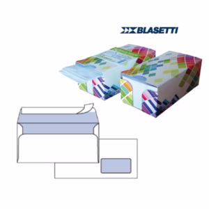 Busta Mailpack - con finestra - strip adesivo - 11 x 23 cm - 90 gr - bianco - Blasetti - dispenser 150 pezzi