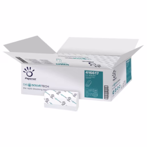 Asciugamani piegati a Z Dissolve Tech - 2 veli - 20 gr - goffratura a onda - 20,3 x 24 cm - bianco - Papernet - conf. 200 pezzi