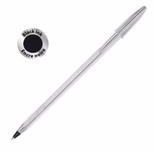 Penna a sfera Cristal Shine con capppuccio - punta media 1,0 mm - nero - fusto silver  - Bic - conf. 20 pezzi