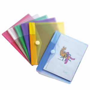 Buste con bottone in velcro - 25 x 13,5 cm - PP - colori assortiti - Djois - conf. 6 pezzi
