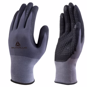 Guanti di precisione VE727NO - poliammide - palmo nitrile/poliuretano + puntini - taglia 08 - grigio/nero - Deltaplus