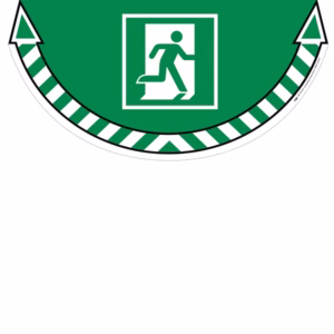 Adesivo segnalatore Take Care - da terra - "uscita di emergenza" - 70 x 35 cm - CEP