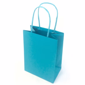 Shopper Twisted - maniglie cordino - 26 x 11 x 34,5 cm - carta kraft - turchese - Mainetti Bags - conf. 25 pezzi