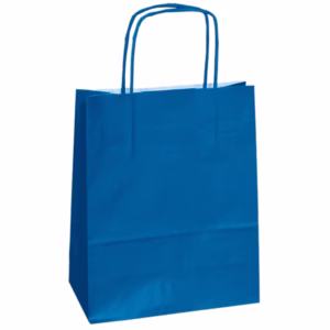 Shopper Twisted - maniglie cordino - 14 x 9 x 20 cm - carta kraft - blu - Mainetti Bags - conf. 25 pezzi