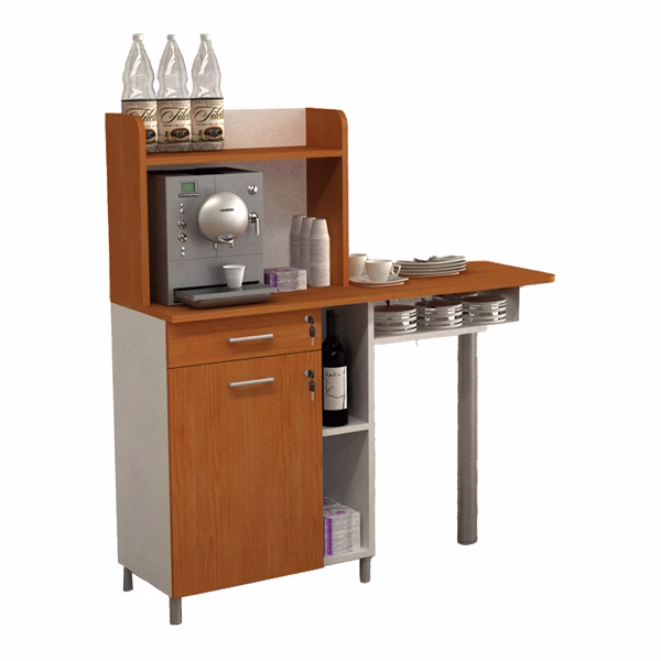 Mobile angolo Ristoro - punto caffè - 60 x 45 x 84 cm - bianco/noce chiaro - Artexport - immagine 3