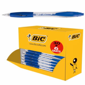 Penne a sfera a scatto Atlantis - punta 1,0mm - blu  - Bic - conf. 30 + 6 pezzi