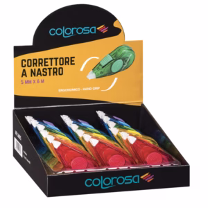 Correttore a nastro Colorosa - 5 mm x 6 mt - ergonomico - colori assortiti - Ri.Plast - expo 18 pezzi