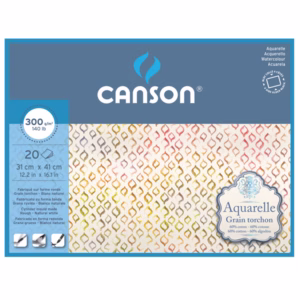 Blocco collato 4 lati Aquarelle - 31x41 cm - 300 gr - 20 fogli - grana ruvida - Canson