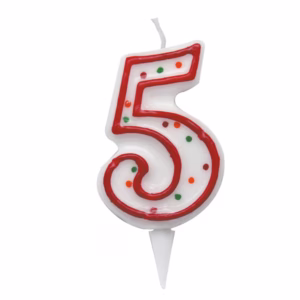 Candelina Zuccherino - numero 5 - H 8.5 cm - Big  party