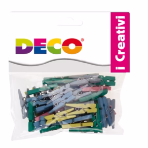 Mollettine mini - in legno - colori pastello - 25 mm  - Deco - conf. 45 pezzi