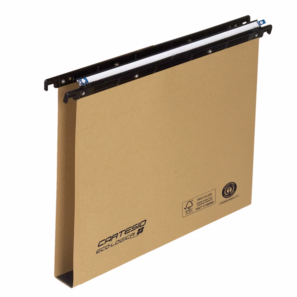 Cartella sospesa Cartesio Ecologica - cassetto - 33 cm - fondo U 30 mm - 31,2 x 25 cm - avana - Bertesi