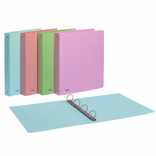 Raccoglitore Pastel - 4 anelli tondi 30 mm - 22 x 30 cm - PP - colori assortiti - Favorit
