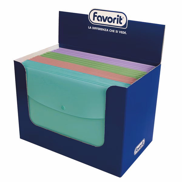 Buste con bottone Pastel - PPL - A4 - colori assortiti - Favorit - immagine 2