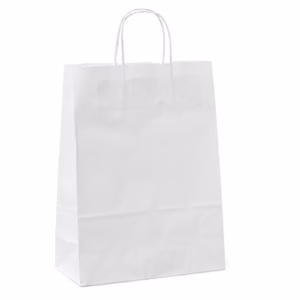 Shopper - maniglie cordino - 22 x 10 x 29 cm - carta kraft - bianco - Mainetti Bags - conf. 25 pezzi