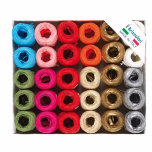 Ovine in Rafia sintetica - 5 mm x 20 mt - colori natalizi assortiti - Brizzolari - conf. 30 pezzi