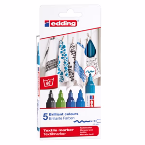 Marcatori per tessuto 4500 - punta tonda 2 - 3 mm - colori assortiti freddi - Edding - astuccio 5 pezzi