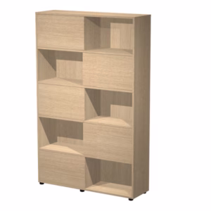Libreria alta Tetris - 5  ripiani - ante scorrevoli - 120 x 35 x 191 cm - rovere/rovere - Artexport