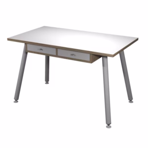 Postazione Home-Office - con sottopiano - gambe in metallo -120 x 60 x H 74,4 cm - bianco / rovere - Artexport