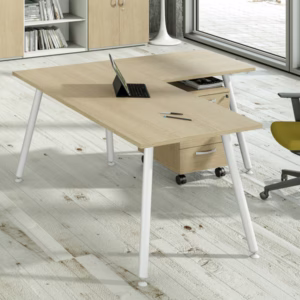 Scrivania Skinny Metal - 80 x 80 x H 74,4 cm - bianco / rovere - Artexport