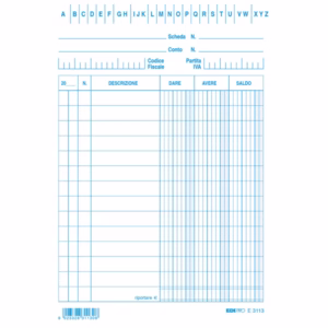 Schede dare/avere/saldo -  15 x 10,5 cm - blu - Edipro - conf. 100 pezzi