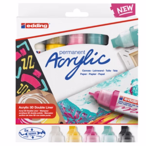 Marcatore permanente acrilico 5400 3D Double Liner - colori assortiti - Edding - conf. 5 pezzi