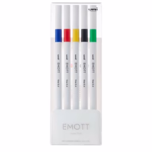 Fineliner Emott -  tratto 0.4 mm - colori assortiti vivid - Uni Mitsubishi - conf. 5 pezzi