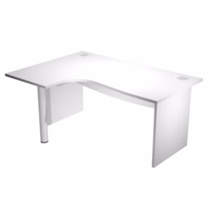 Scrivania compact Agorà - fianco sx melaminico - L160 x P120/80/60 x H73 cm - con supporto metallico - bianco - Artexport