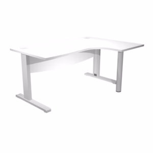 Scrivania compact Agorà - fianco dx metallico - L 160 x P120/80/60 x H 73 cm - con supporto metal e modesty panel - bianco - Artexport