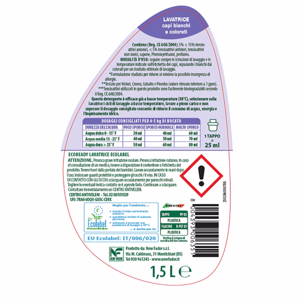 Detersivo lavatrice - ipoallergenico - lavanda - 1,5 lt - Eco Ready - immagine 2