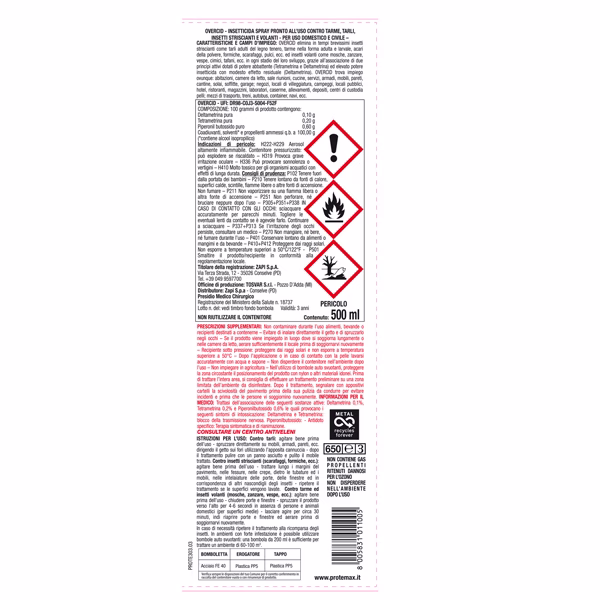 Insetticida Spray - con cannuccia - per insetti striscianti - 500 ml - Protemax - immagine 2