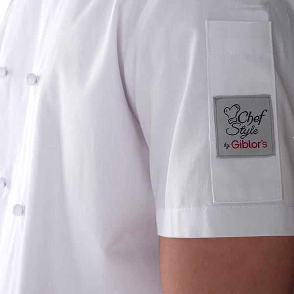 Giacca cuoco Tommaso - da uomo - manica corta - taglia L - bianco - Giblor's - immagine 3