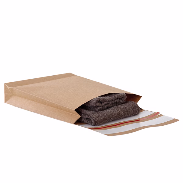 Sacchetti a fondo quadro E-Green - B4 - 25 x 35 x 5 + 10 cm - carta kraft - avana - Bong Packaging - conf. 250 pezzi - immagine 3