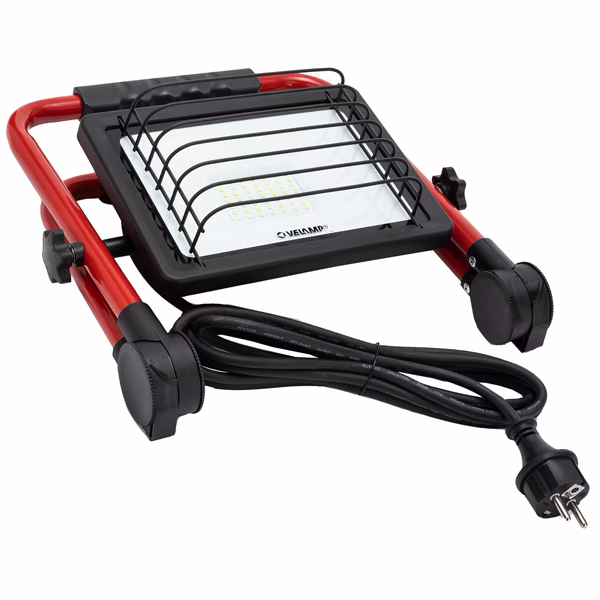 Proiettore da cantiere Waingro - con staffa, cavo 3 m e griglia - 50 W - rosso - Velamp - immagine 3