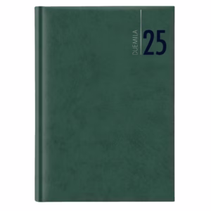 Agenda giornaliera 2025 - copertina in carta imbottita - 14,5 x 20,5 cm - verde