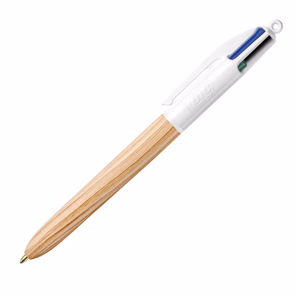 Penna sfera a scatto 4 colori Wood - 1.0 mm - Bic - conf. 12 pezzi - immagine 2