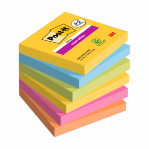 Blocco foglietti Post it® Super Sticky Carnival - 76 x 76 mm - 90 fogli - Post it® - conf. 6 blocchi