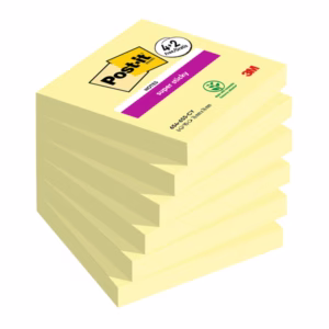 Blocco foglietti Post it® Super Sticky - 76 x 76 mm - 90 fogli - giallo canary - Post it® - conf. 6 blocchi