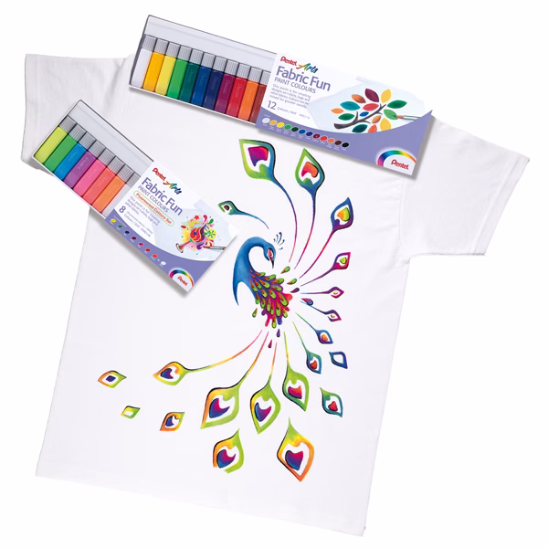 Colore in tubetto per tessuto Fabric Fun - colori base assortiti - Pentel - conf. 12 pezzi - immagine 3
