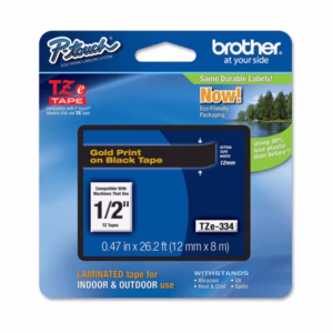 Brother - Nastro - Oro/Nero - TZE334 - 12mm x 8mt